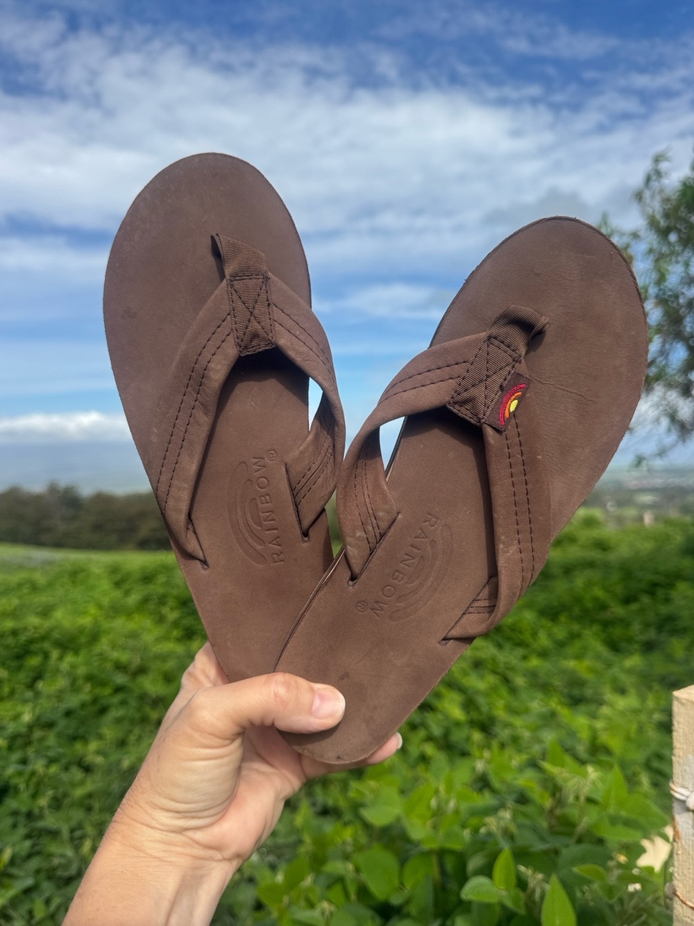 Rainbow Double Layer Leather Flipflops Medium